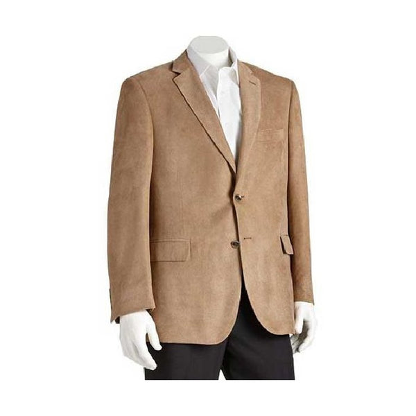 Mens Microsuede Camel Classic Fit Two Button Blazer