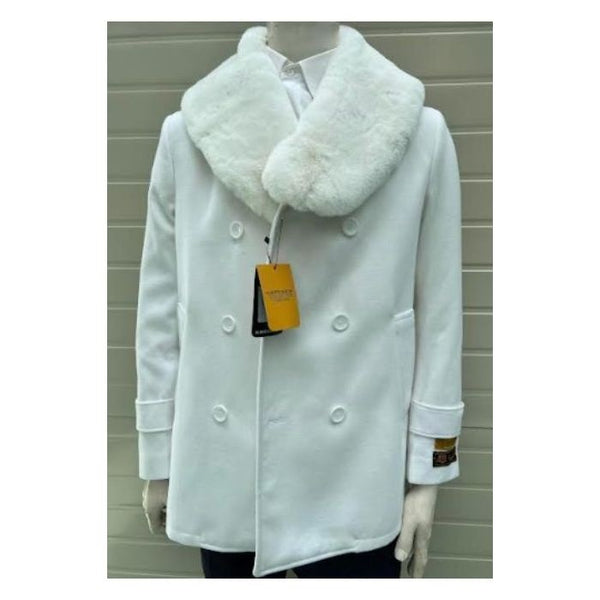 Mens Mid-Length Coats - 3/4 Length Mens Coat - Black Wool Car Coats $199