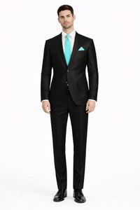 Mens Modern Fit Shiny Sharkskin Suit in Black
