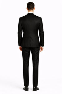 Mens Modern Fit Shiny Sharkskin Suit in Black