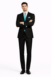 Mens Modern Fit Shiny Sharkskin Suit in Black