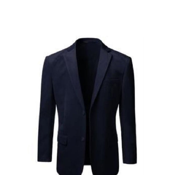 Mens Navy American Regular-Fit Two Button Velvet Blazer