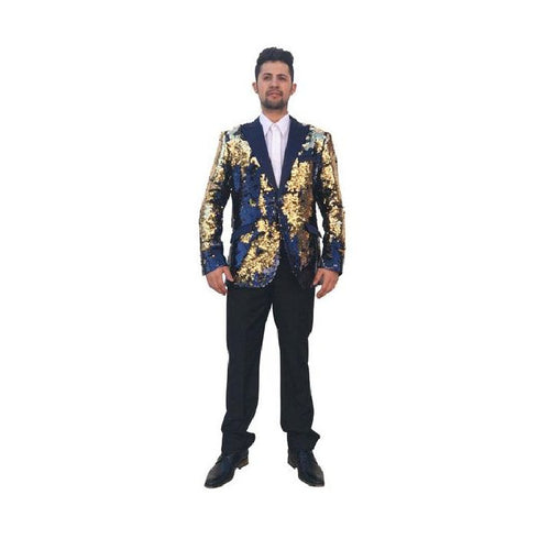 Mens Peak Lapel Single Breasted Navy Blazer Sport Coat