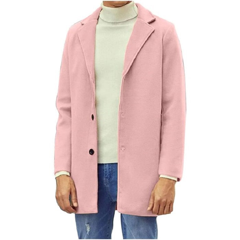 Mens Pink Overcoat - Wool Topcoat