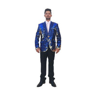 Mens Plaid Black Blazer Royal Blue Single Breasted Jacket Suit