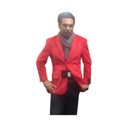 Mens Red Two button Notch Collar Single-Breasted Blazer