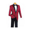 Mens Shawl Lapel Plaid Windowpane Sportcoat Red