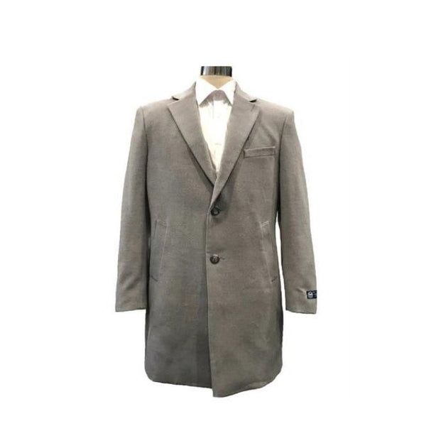 Mens Single Breasted Notch Lapel Light Grey Overcoat