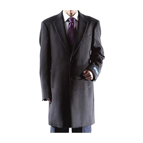 Mens Single Breasted Two Buttons Carcoat Black Topcoat