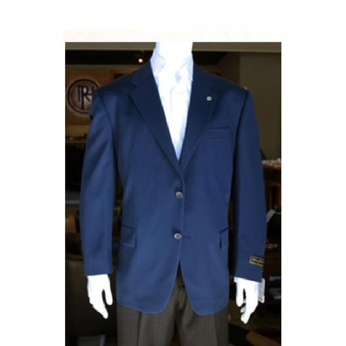 Mens Sport Coat Jacket Wool Patterned Fabric Two Button Navy