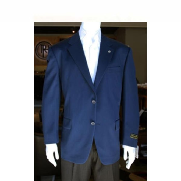 Mens Sport Coat Jacket Wool Patterned Fabric Two Button Navy