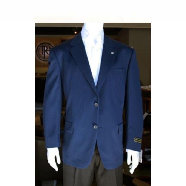 Mens Sport Coat Jacket Wool Patterned Fabric Two Button Navy