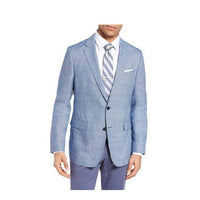 Mens Sportcoat Two Buttons Wool  Linen Bright Blue Slim Fit