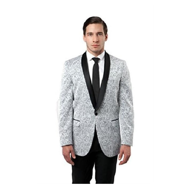MENS TAZIO ONE BUTTON GREY SLIM FIT BLAZER