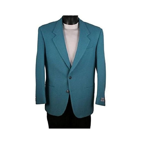 Mens Two Button Navy Teal Blue Wool Blazer