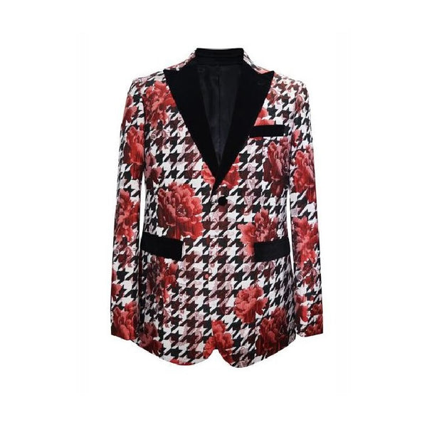 Mens Two Button Peak Lapel Black White Sport Coat;