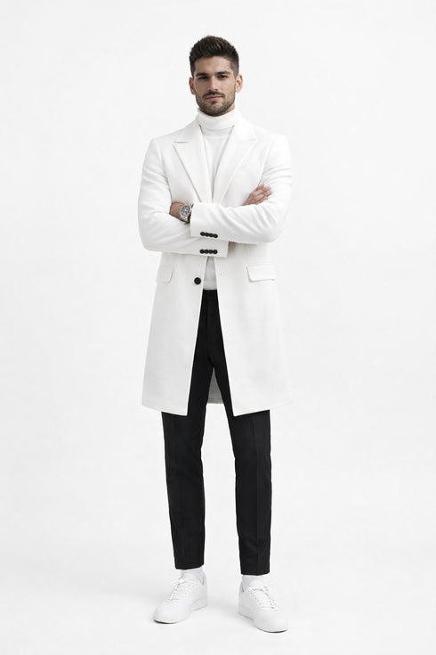 Mens White Overcoat - White Topcoat