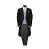 Mens Wool Black Herringbone Silk Piping Morning Coat
