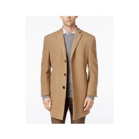 Mens Wool Car Coat Carcoat Single Breasted Three Button Tan