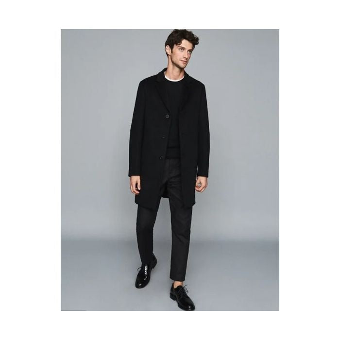 Mens Wool Epson Three button Overcoat Black – OvercoatUSA