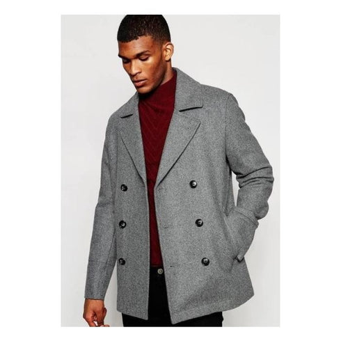 Mens Wool Light Grey Wine Wool Coat Peacoat