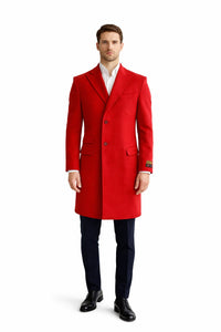 Mens Wool Red Overcoat