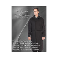 Mens full-length hidden button wool blend Very Dark Grey Almost Black overcoat - Mens Topcoat - Wool Top Coat
