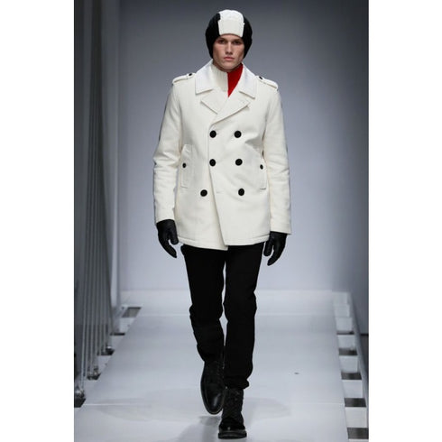 Mens halfwhite Peacoat - halfwhite Wool Overcoat