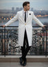 Mens White Velvet Victorian Tailcoat Tuxedo – Three Quarter Length Cutaway Stage And Wedding Jacket