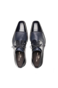 Mens Mezlan Cap-Toe Dress Lace-Up Blending Supple Textured Deerskin And Polished Calfskin With An Elegant Tassel Detail In Color Blue