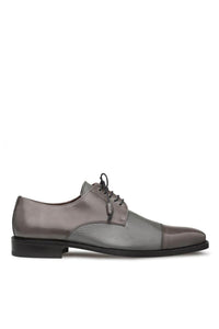 Mens Mezlan Cap-Toe Dress Lace-Up Blending Supple Textured Deerskin And Polished Calfskin With An Elegant Tassel Detail In Color Gray