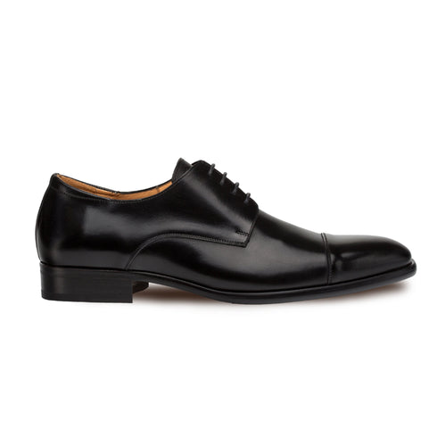 Mens Mezlan Republic Calfskin Cap Toe Blucher Dress Shoe in Black