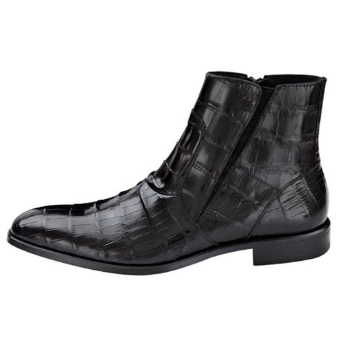 Belucci Black Genuine Alligator Skin Boots By Mezlan Made In Spain Brand