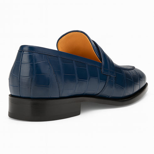 Piccolo Alligator Penny Loafer Blue By Mezlan Made In Spain Brand