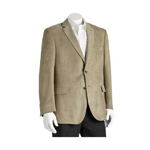 Microsuede Mens Sage Classic Fit Two Button Blazer