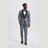 Stacy Adams 3pc Tuxedo Shawl Lapel, Mid Grey