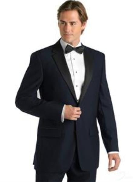 Midnight Blue 2 Button Jacket Fashion Tuxedo For Men Brush Jackets