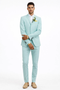 Mint Green Slim Fit Mens Suits Groomsmen Wear Two Pieces Notched Lapel Formal Prom Suit