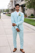 Mint Green Slim Fit Mens Suits Groomsmen Wear Two Pieces Notched Lapel Formal Prom Suit