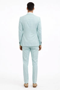 Mint Green Slim Fit Mens Suits Groomsmen Wear Two Pieces Notched Lapel Formal Prom Suit