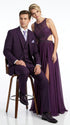 Men’s Purple 2 Button Fashion Suit with Double Breasted Vest, Formal Wedding Prom Dress Suit