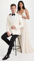 Men’s Ivory Double Breasted Tuxedo Dinner Jacket, Cream Off White Formal Wedding Blazer