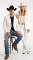 Men’s White Western Blazer, 2 Button Cowboy Sport Coat – Saco Vaquero Para Hombre for Weddings and Rodeo Events