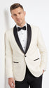 Men’s Ivory and Black Dinner Jacket, Formal Tuxedo Evening Jacket for Weddings and Prom