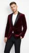 Men’s Burgundy Velvet Dinner Jacket, Designer Black Satin Shawl Lapel Tuxedo Blazer for Weddings, Prom and Formal Events