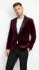 Men’s Burgundy Velvet Dinner Jacket, Designer Black Satin Shawl Lapel Tuxedo Blazer for Weddings, Prom and Formal Events