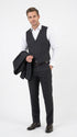 Men’s Black Sharkskin 3 Piece Suit, Single Breasted Notch Lapel Formal Wedding Business Suit