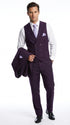 Men’s Purple 2 Button Fashion Suit with Double Breasted Vest, Formal Wedding Prom Dress Suit