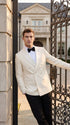 Men’s Ivory Double Breasted Tuxedo Dinner Jacket, Cream Off White Formal Wedding Blazer