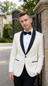 Men’s Ivory and Black Dinner Jacket, Formal Tuxedo Evening Jacket for Weddings and Prom